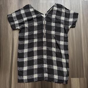 Madewell Tunic Dress Women's Size Small Buffalo Plaid Checkered Black White